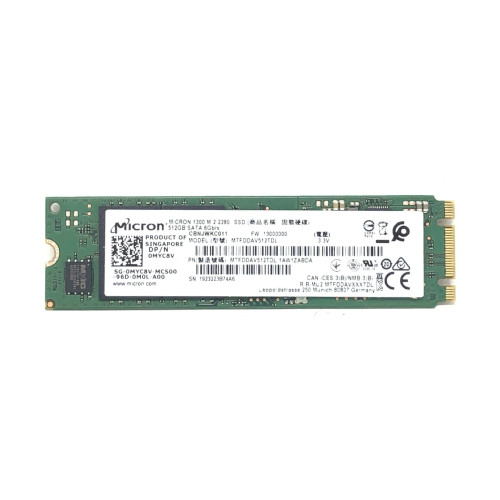 Dell - Micron MTFDDAV512TDL - 512GB SATA M.2 2280 SSD - 6Gb/s TLC NAND - (0MYC8V)