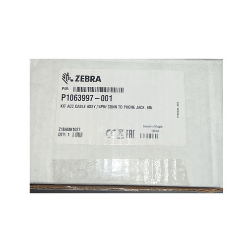 Genuine - New - Zebra OEM - KIT ACC CABLE ASSY - 14PIN CONN TO PHONE JACK - (P1063997-001)