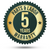5 Year Parts and Labor Warranty Badge