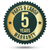 5 Year Parts and Labor Warranty Badge