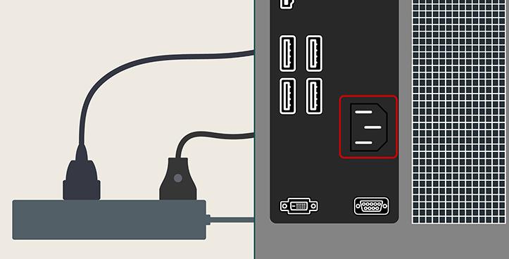 plug in computer tower and monitor