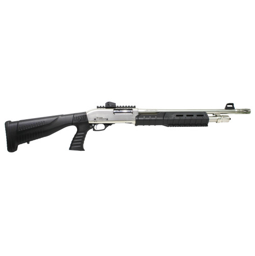 Iver Johnson PAS12SN-PG 12 GA Pump 18.5" Nickel 5 Rds GPAS12SNPG