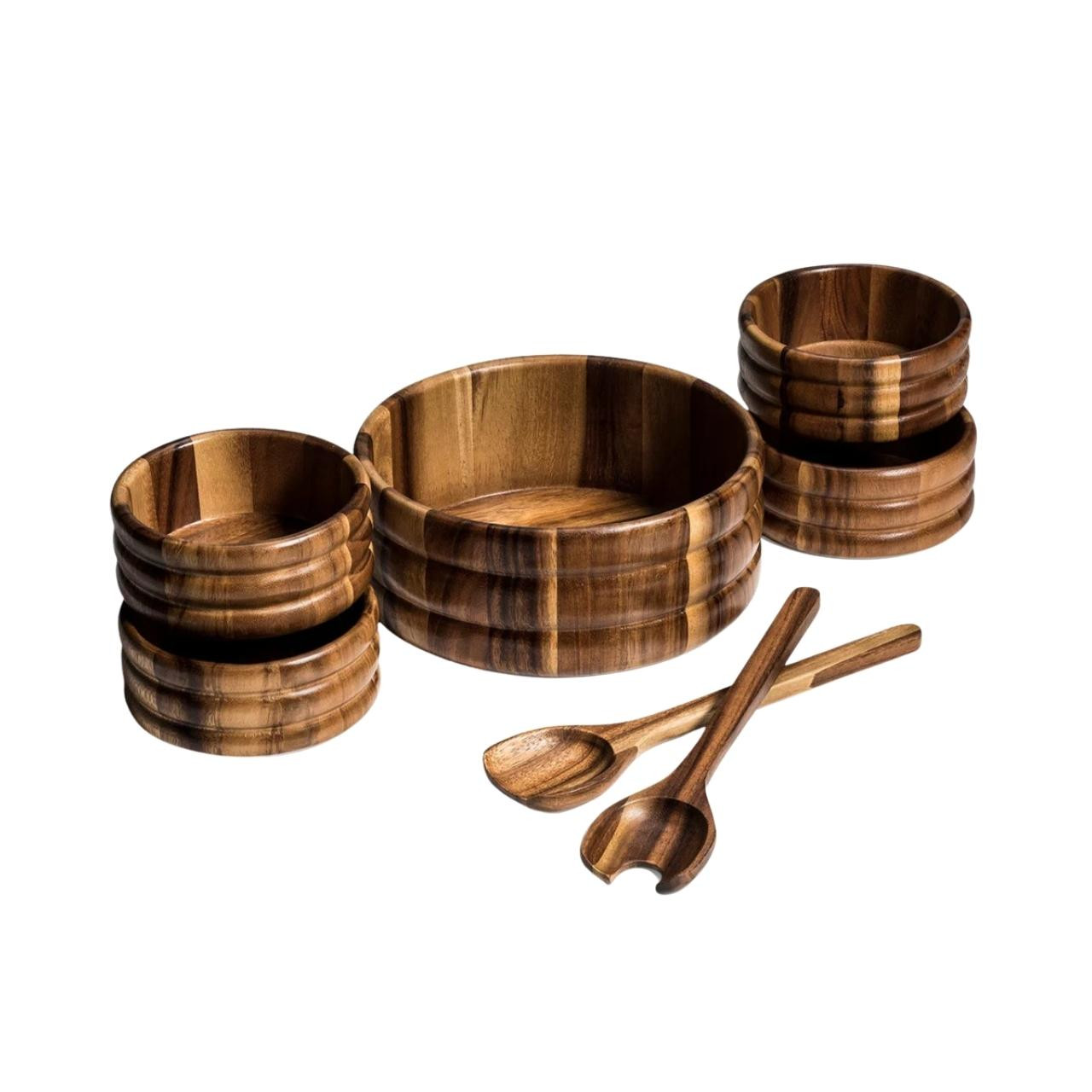 Acacia Wood Individual Salad Bowls, Set of 4 - Serving And Salad Bowls Acacia Wood Individual Salad Bowls, Set of 4 - Serving And Salad Bowls