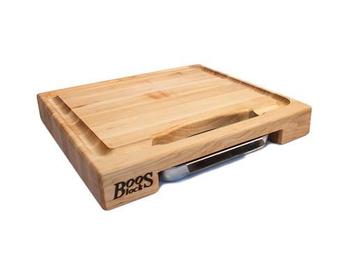 Wood Cutting Board Maple 17x12x1.25 Inches Reversible with Handles