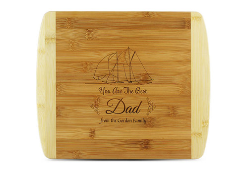 Personalized Cutting Board for Dad, Boat Theme in Bamboo