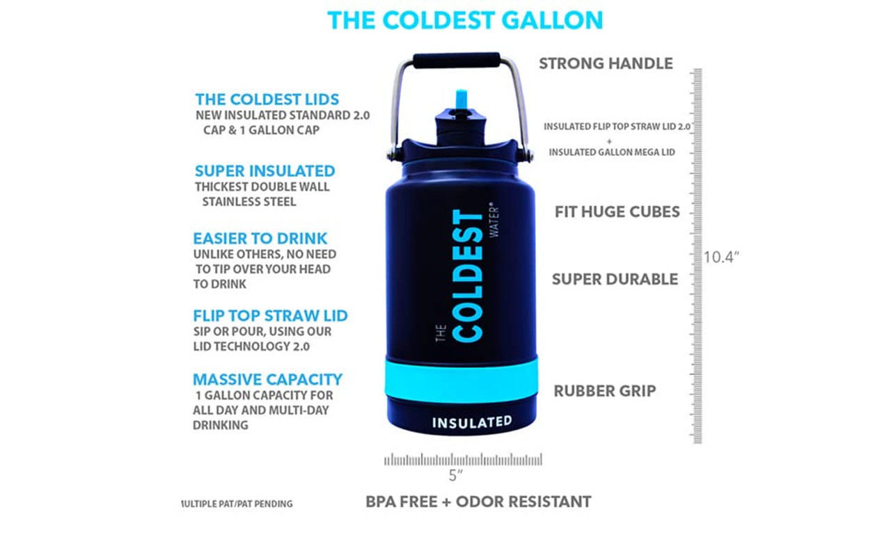 Coldest Sports Water Bottle - 128 oz (Straw Lid), Leak Proof