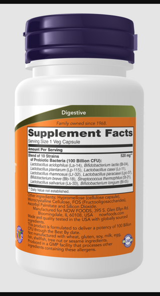 NOW Probiotic-10 100 Billion 30vcaps
