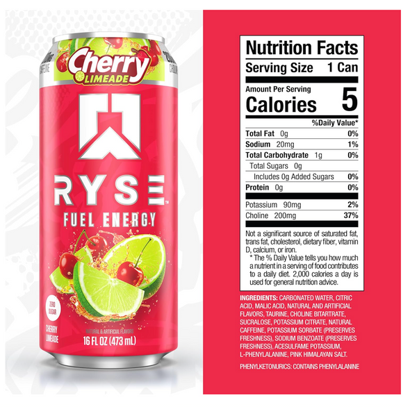 RYSE Fuel Energy RTD 12PK - Cherry Limeade