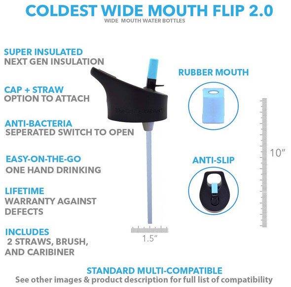 The Coldest Water Insulated Wide Mouth Size 2.0 -Black
