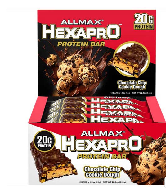 HEXAPRO BAR 12PK- CHOCOLATE CHIP COOKIE DOUGH