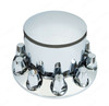 QSC Chrome Truck Dome Front Rear Axle Cover kits Hub Cap 33mm Thread on Lug Nuts