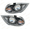 QSC Chrome Headlights Assembly LH RH for International 7300 7400 7500 7600 7700