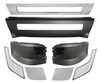 QSC Truck Bumper Set Chrome Center Corners Vent w/ Foglight Hole Volvo VNL