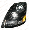 QSC Full LED Performance Black Head Lamp Fog Light LH RH Set for Volvo VNL 04-17