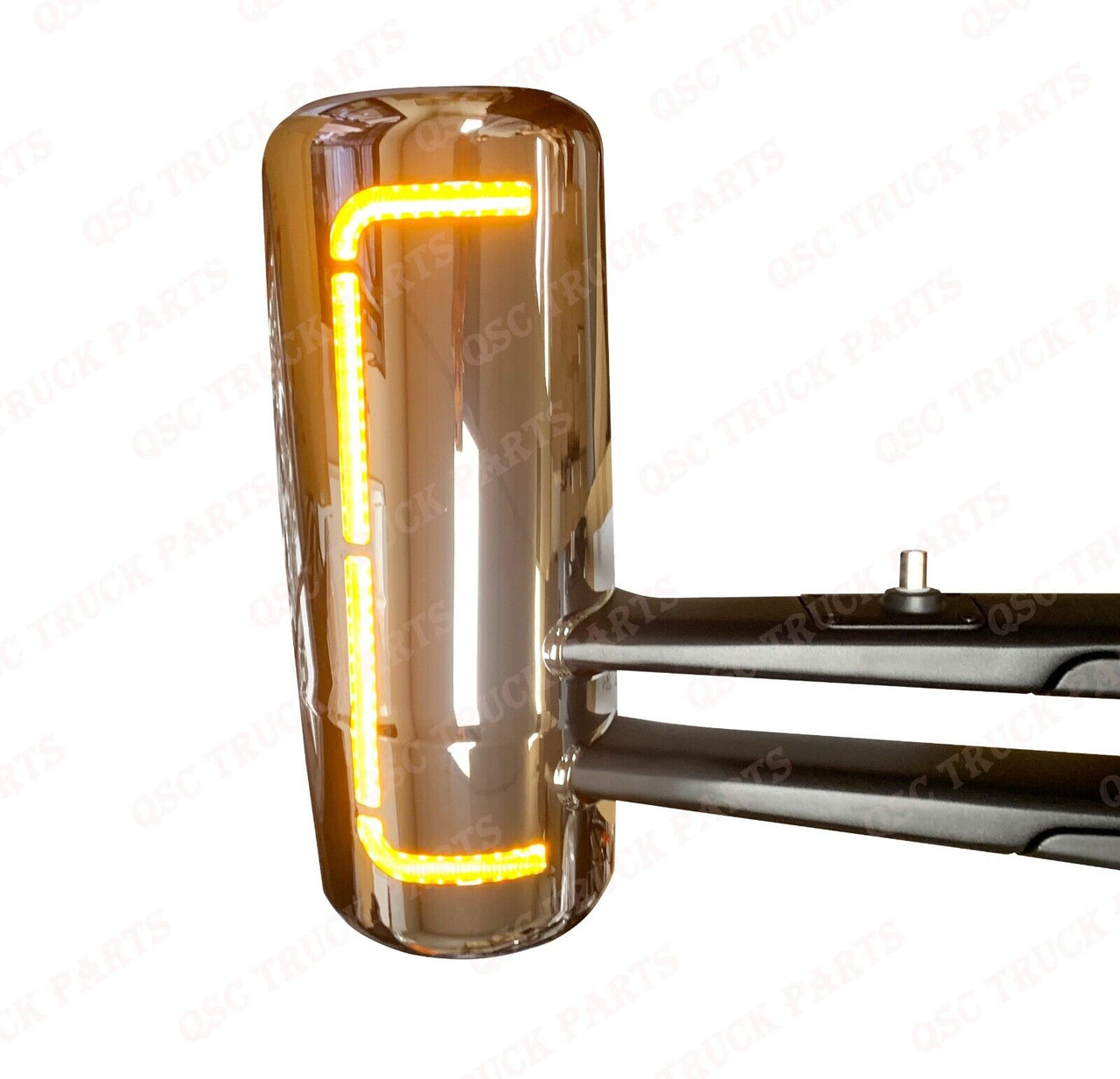 QSC Chrome Door Mirror W/ Arms Right Left Pair w/ LED for Kenworth