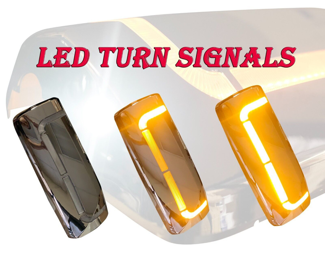 QSC Chrome Door Mirror Covers Hood Mirror Assembly Pair LED Signal  