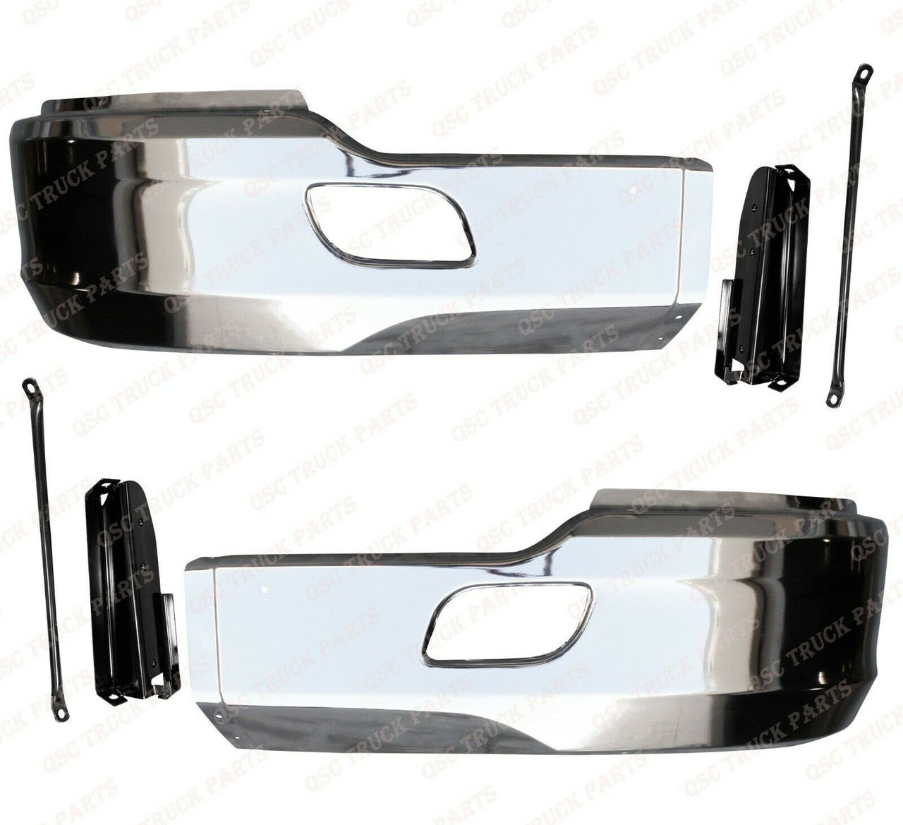 QSC Chrome Steel Bumper Corner Left & Right Pair w/ Brackets for