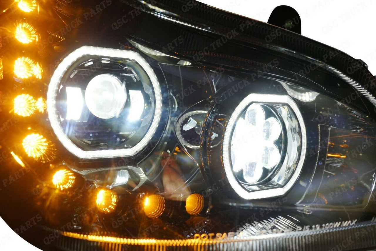QSC Full LED Performance Black Headlight Assembly LH RH Pair for