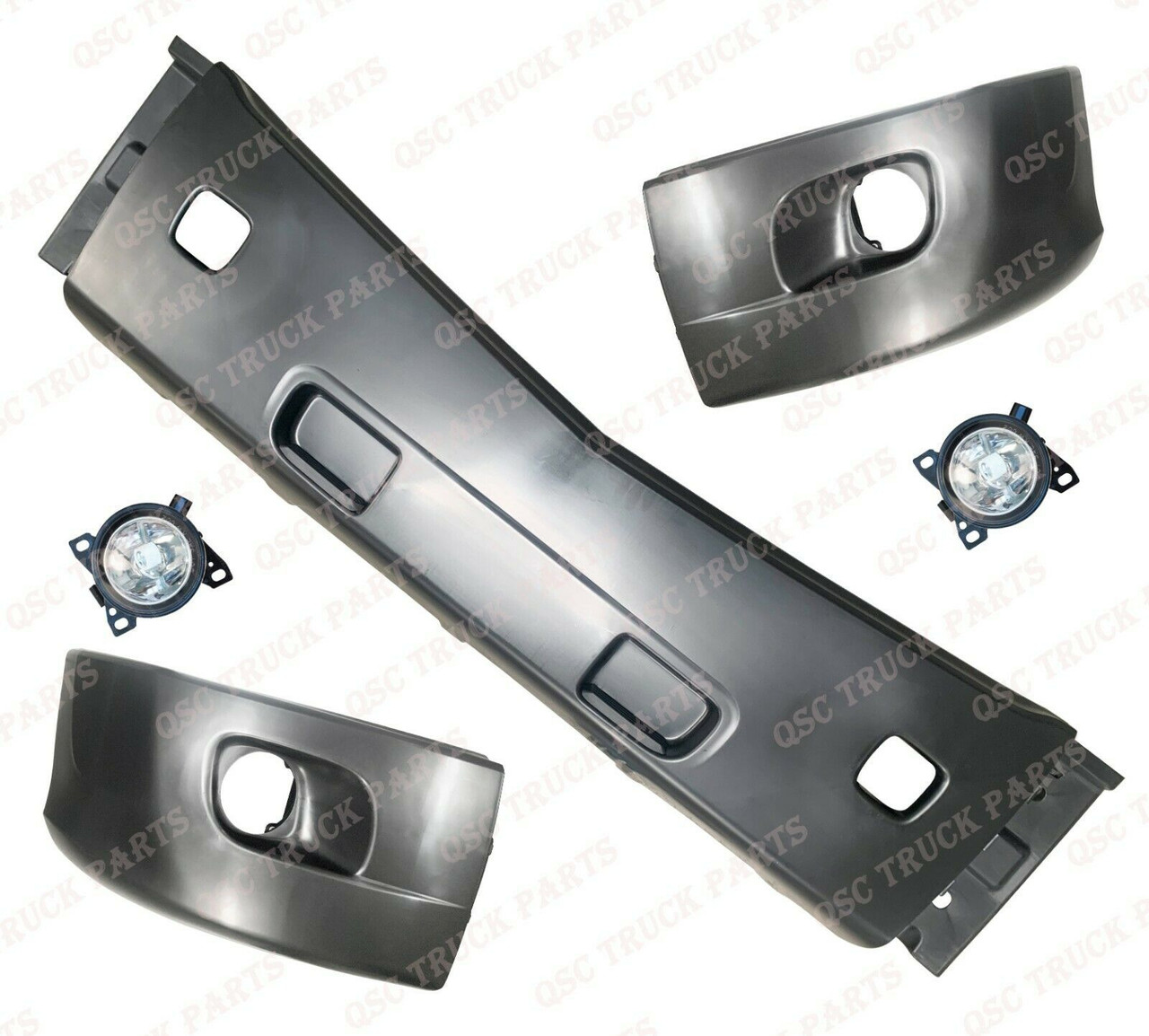 QSC Replacement Bumper Middle Left Right Set + Fog Light Pairs for