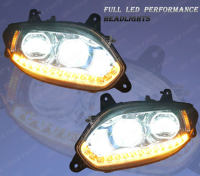 QSC Full LED Performance Chrome Headlight Assembly Pair for International LT