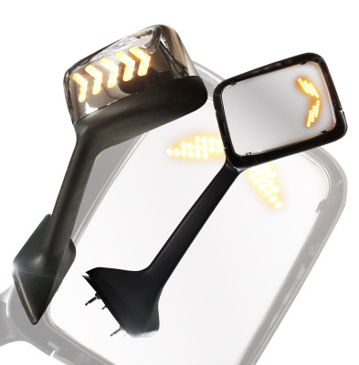 QSC Chrome Hood Mirror Pair w/ Front & Back LED Signal for International LT 625