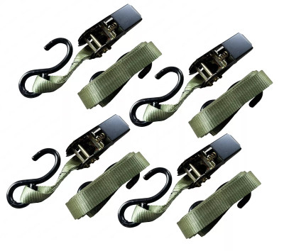4 PCS New 1" x 9' Tie Downs Ratchet Straps J Hook