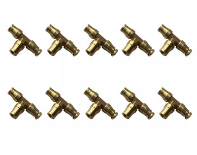 QSC Brass Push to Connect Fitting Tee Union 1/4" Tube MP-ABF-TEE14 10PCS