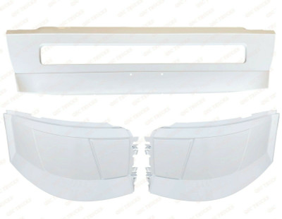 QSC White Bumper Center LH RH Set No Fog Light Hole Left & Right for Volvo VNL