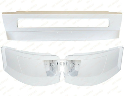 QSC White Bumper Center LH RH Set w/ Foglight Hole Left & Right Side Volvo VNL