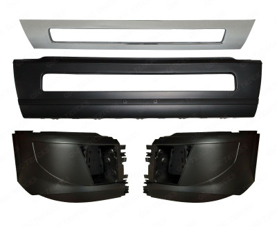QSC Bumper Set Chrome Trim Center Left Right for Volvo Truck VNL 2016 & Up
