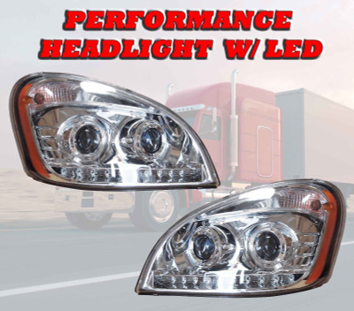 QSC Headlights Assembly w/ LED Stripe Left & Right Pair for Cascadia 08-17