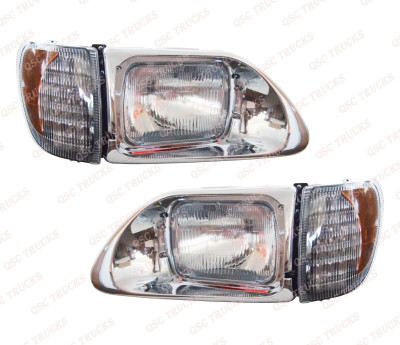 QSC Headlights Assembly w/ LED LH RH for International Durastar 9200 9400 5900