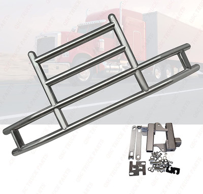 QSC Large Polished 304 Stainless Steel Deer Guard w/ Bracket for Kenworth T660 QSC Large Polished 304 Stainless Steel Deer Guard w/ Bracket for Kenworth T660