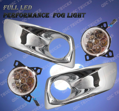 QSC Full LED Fog Lights Lamps Left Right Pair w/ Chrome Bezel for Kenworth T660