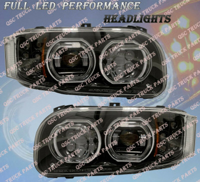 QSC Full LED Performance Black Right Left Side Headlights for Peterbilt 388 389