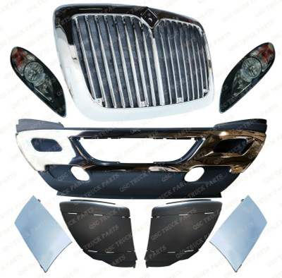 QSC Bumper w/ Stainless Steel trim Grille Headlight Set International Prostar QSC Bumper w/ Stainless Steel trim Grille Headlight Set International Prostar