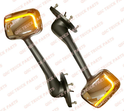 QSC Performance LED Chrome Hood Mirror LH RH Set for Freightliner Cascadia 08-17