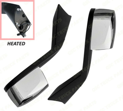 QSC Truck Hood Chrome Mirror Heated Left Right Side Set for Volvo VNL 2018+