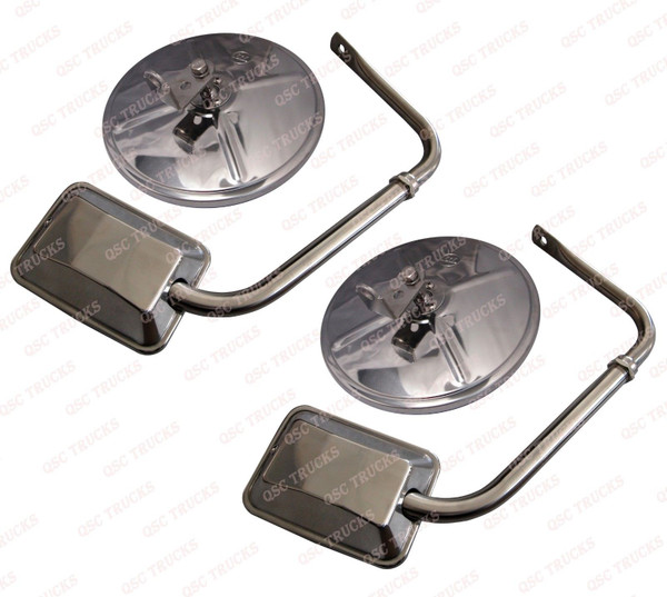 QSC 8.5" Mirror Stainless Steel Hood Mount Pair Peterbilt Freightliner Kenworth