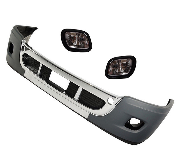 QSC Complete Bumper w/ Chrome + Fog Light Pair for Freightliner Cascadia 08-16