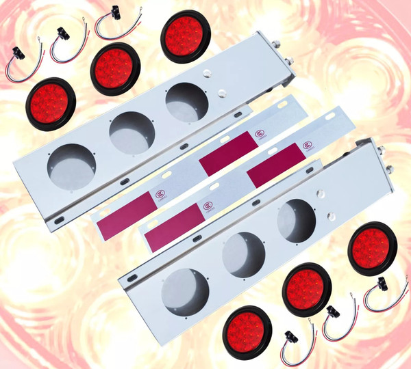 QSC 2.5" Stainless Steel Spring Loaded LED Mud Flap Hangers + Reflective Strips