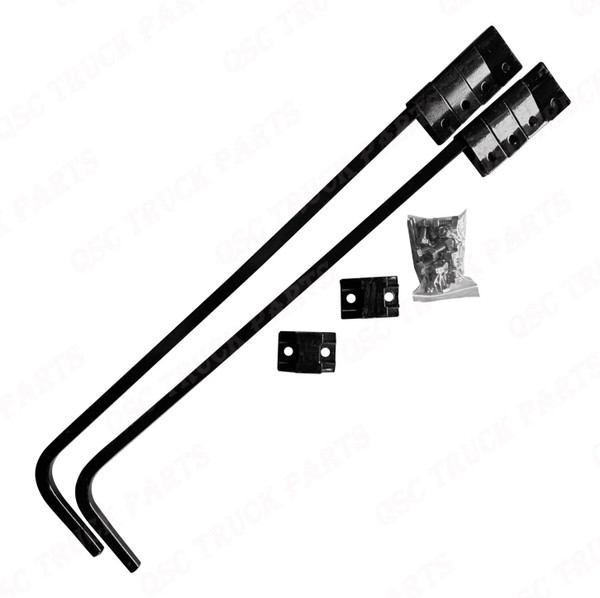 QSC 30" Black Straight Heavy Duty Semi Truck Steel Set Mud Flap Hanger Set