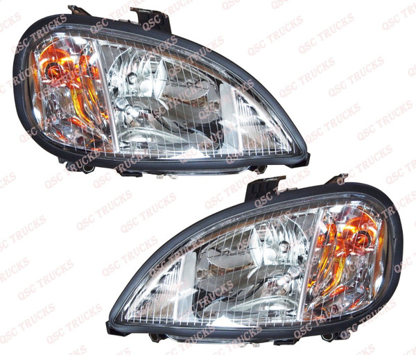 QSC Headlights Assembly w/ Bulbs Left & Right Set for Freightliner Columbia