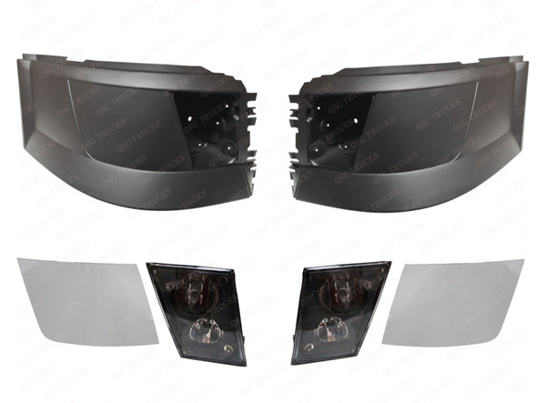 QSC Truck Chrome Bumper Corners L R & Dual Bulbs Fog Lights for Volvo VNL VN