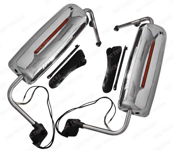 QSC Chrome Door Mirror Left Right Side Pair Assembly for International Prostar