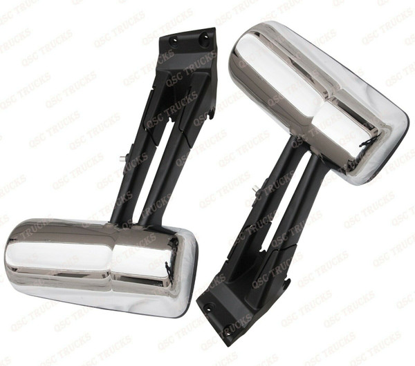 QSC Chrome Door Mirror W/ Arms Right Left Pair for Kenworth T680 T880