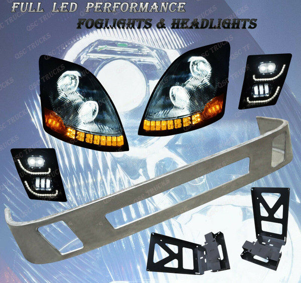 QSC Stainless Steel Bumper Set & Full LED Headlights Fog light for Volvo VNL VN QSC Stainless Steel Bumper Set & Full LED Headlights Fog light for Volvo VNL VN