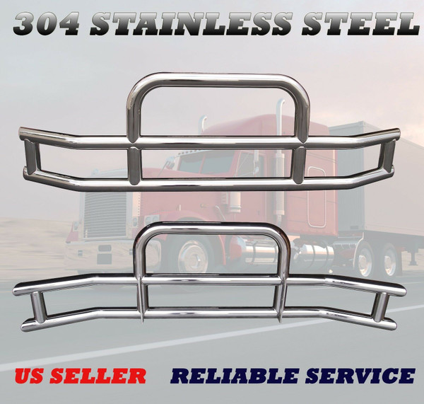 QSC Polished 304 Stainless Steel Deer Bumper Guard w/ Bracket for Kenworth T660 QSC Polished 304 Stainless Steel Deer Bumper Guard w/ Bracket for Kenworth T660