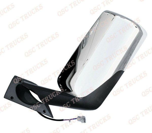 QSC Left Side Chrome Power & Heated Door Mirror for Freightliner Cascadia 2018+