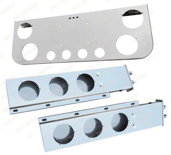 QSC Stainless Steel Rear Center Light Panel w/ Cutout + 2.5" Mud Flap Hanger Set